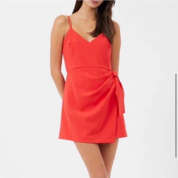 knee length dresses for ladies French Connection Women's Azra Twill Mini Dress - Red - Size 12
